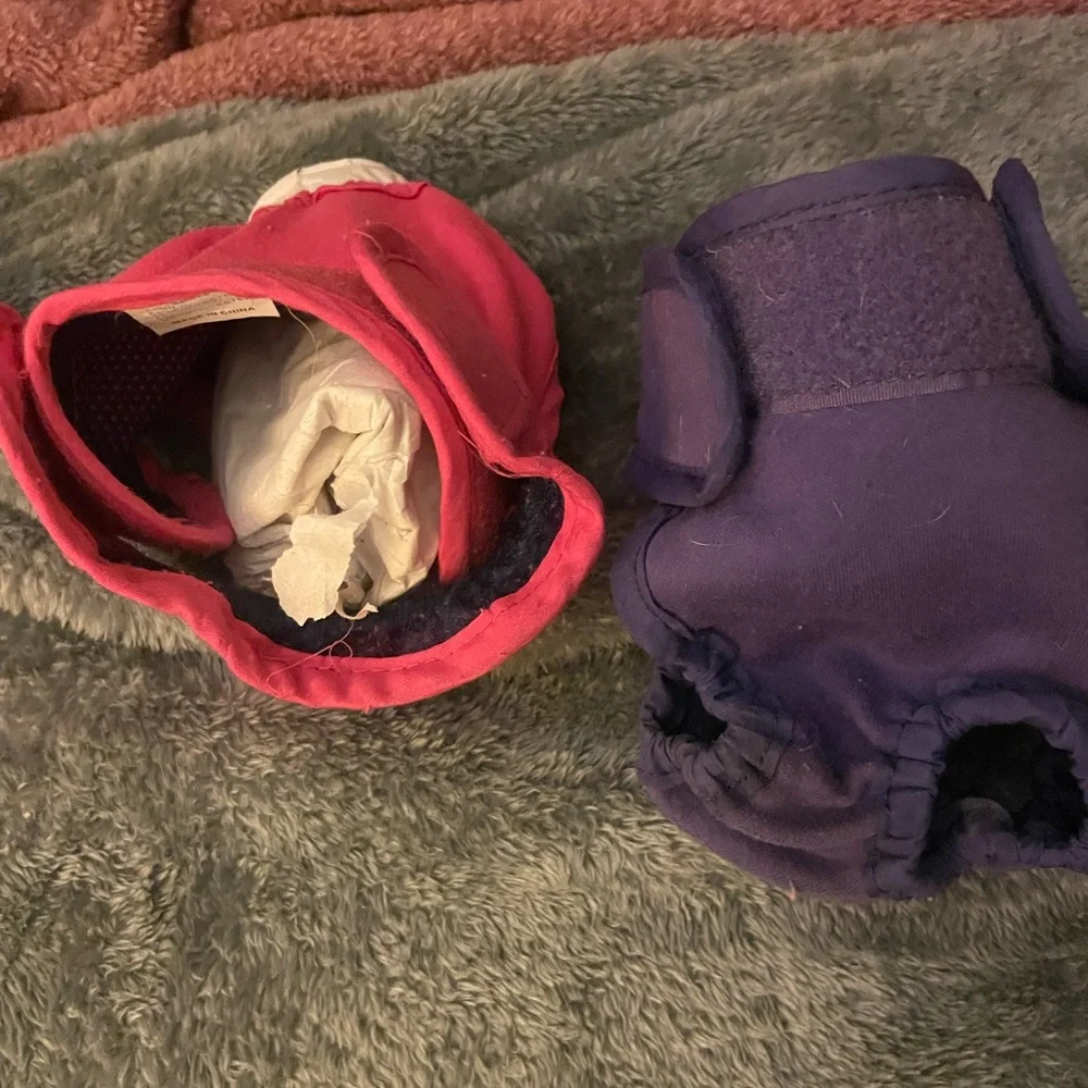 Pink and Purple Dog Diapers Sz SM- USED BUT GREAT CONDITION